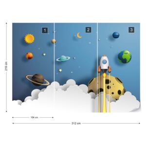 GLIX Fototapet - Rocket Away Papercut Series Tapet nețesute - 312x219 cm