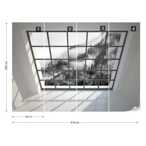 Fototapet - Penthouse Window Misty Forest View II Tapet nețesute - 416x290 cm