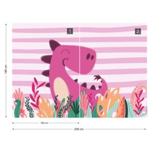 GLIX Fototapet - Dino in Pink Tapet nețesute - 208x146 cm