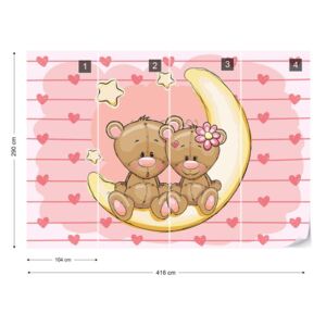 GLIX Fototapet - Teddy bears on Moon Tapet nețesute - 416x290 cm
