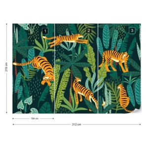 GLIX Fototapet - Retro Jungle Tigers Tapet nețesute - 312x219 cm