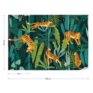 GLIX Fototapet - Retro Jungle Tigers Papírová tapeta - 368x254 cm