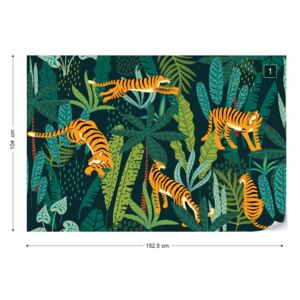 GLIX Fototapet - Retro Jungle Tigers Tapet nețesute - 152,5x104 cm
