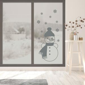 Autocolante de geam pentru Snowman Gri 30x50 cm