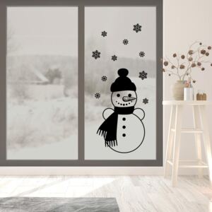 Autocolante de geam pentru Snowman Negru 30x50 cm