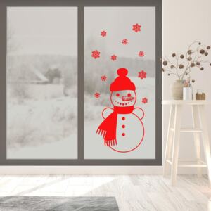 Autocolante de geam pentru Snowman Rosu 30x50 cm