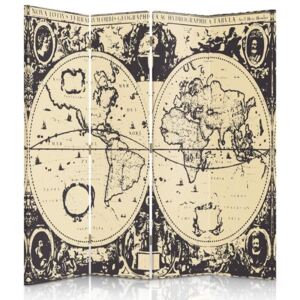CARO Paravan - Vintage World Map | cvadripartit | unilateral 145x150 cm