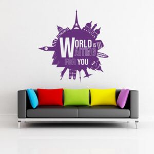 GLIX World is waiting for you - autocolant de perete Mov 55x60 cm