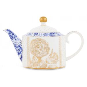 Ceainic multicolor din portelan 900 ml Small Royal White Pip Studio