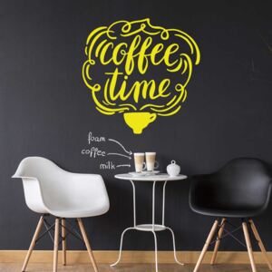 Coffee time 2 - autocolant de perete Galben 100x100 cm