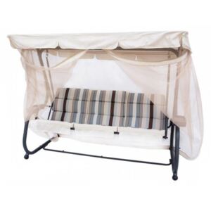 Balansoar gradina, 3 persoane, cu plasa insecte, bej, 215x130x170 cm, functie pat, Ines