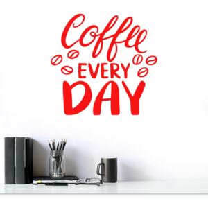 Coffee every day - autocolant de perete Rosu 40x40 cm