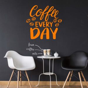 Coffee every day - autocolant de perete Portocaliu 40x40 cm