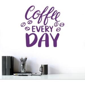 Coffee every day - autocolant de perete Mov 70x65 cm