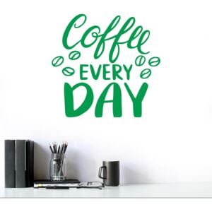 Coffee every day - autocolant de perete Verde 70x65 cm