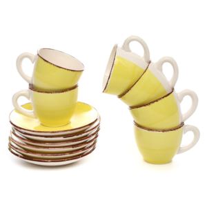 Set 6 cești de cafea cu farfurioară din ceramică Kasanova Sunny