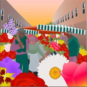 Huntley, Claire - Flower Market at Columbia Road Reproducere