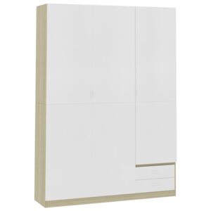 Șifonier cu 3 uși, alb & stejar Sonoma, 120 x 50 x 180 cm, PAL