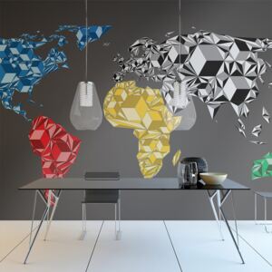 Fototapet - Map of the World - colorful solids 400x309 cm
