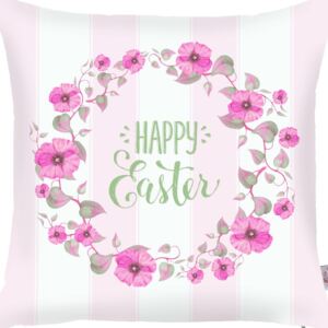 Față de pernă Apolena Happy Easter, 43 x 43 cm, roz - alb