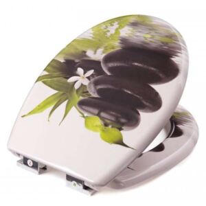 Scaun de toaleta cu capac cu inchidere lenta cu design relaxant SmileHOME by Pepita #alb-negru