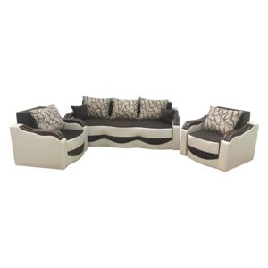 Set canapea cu 2 fotolii maro cu crem - model MILANO
