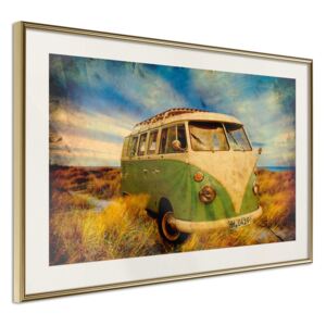 Bimago Tablou înrămat - Hippie Van I Cadru auriu cu passe-partout 45x30 cm