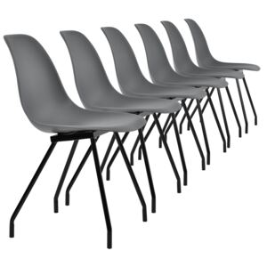 [en.casa]® Set 6 scaune bucatarie, en.casa, 83 x 46 cm, plastic PP, gri inchis