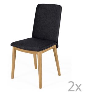 Set 2 scaune, structură din lemn de stejar Woodman Adra Dark Lighter Half
