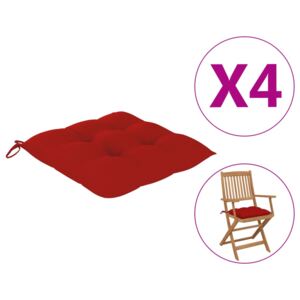 Perne de scaun, 4 buc., roșu, 40x40x7 cm