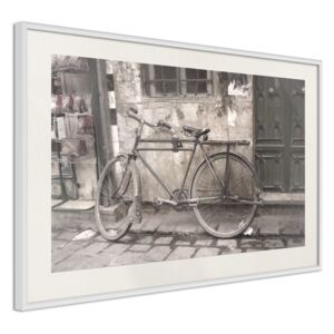 Bimago Tablou înrămat - Old Bicycle Cadru alb cu passe-partout 60x40 cm