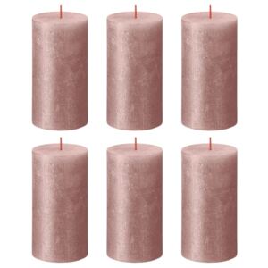 Bolsius Lumânări bloc rustice Shimmer, 6 buc., roz, 130x68 mm 103667647150