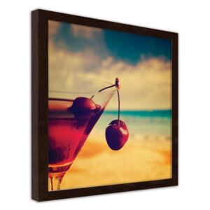 CARO Imagine în cadru - A Glass With A Cherry 20x20 cm Maro