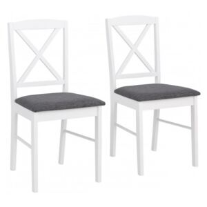 Set de 2 scaune Sonoma, MDF/lemn masiv de pin, alb, 44.5 x 47.5 x 89cm