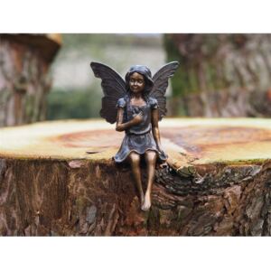 Statuie de bronz clasica Sitting fairy with flower 20x11x13 cm