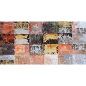 Tablou pictat manual Modern squares 75 x 150 cm Maro deschis