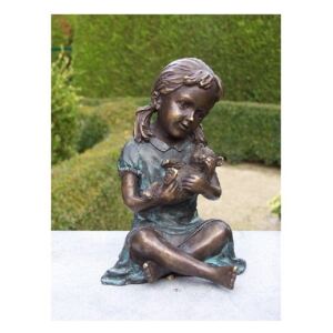 Statuie de bronz moderna Girl with teddybear 14x9x10 cm