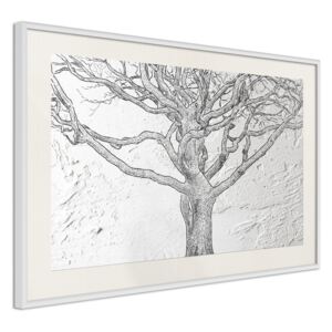 Bimago Tablou înrămat - Tangled Branches Cadru alb cu passe-partout 60x40 cm