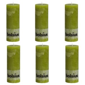 Bolsius Lumânări bloc rustice, 6 buc., verde mușchi, 190 x 68 mm 103868000371