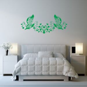 GLIX Flower Butterflies - autocolant de perete Verde deschis 120 x 50 cm