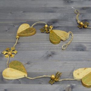 Ghirlanda Golden Hearts din lemn 110 cm