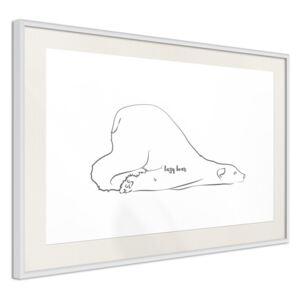 Bimago Tablou înrămat - Resting Polar Bear Cadru alb cu passe-partout 60x40 cm
