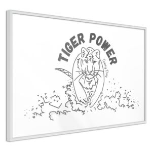 Bimago Tablou înrămat - Inner Tiger Cadru alb 60x40 cm
