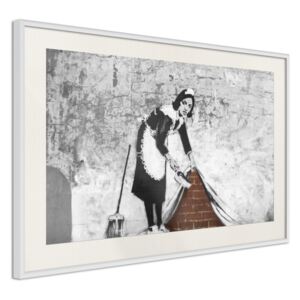 Bimago Tablou înrămat - Banksy: Sweep it Under the Carpet Cadru alb cu passe-partout 60x40 cm