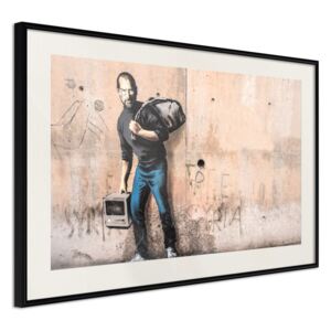 Bimago Tablou înrămat - Banksy: The Son of a Migrant from Syria Cadru negru cu passe-partout 60x40 cm