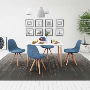 Set masă și scaune de bucătărie, alb și albastru, 5 piese