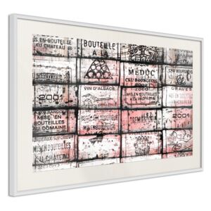 Bimago Tablou înrămat - Wine History Cadru alb cu passe-partout 60x40 cm
