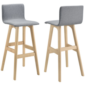 [en.casa] Set 2 bucati scaun bar Grey, 98 x 48 x 49 cm, lemn/textil, gri