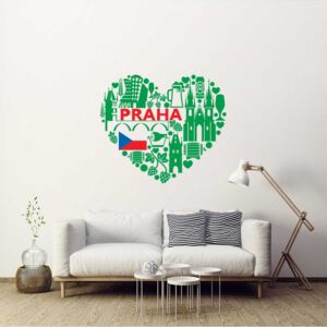 Heart of Prague - autocolant de perete Verde 100 x 90 cm