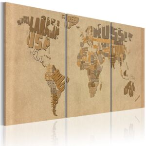 Tablou Bimago - The world map in beige and brown 60x30